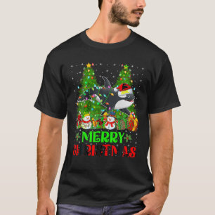 T-shirt Orca Christmas Tree Lights Matching Famille Père N