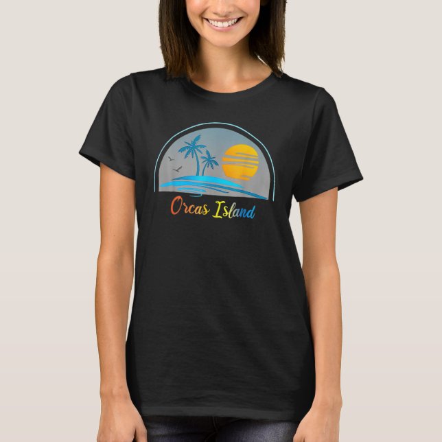 T-shirt Orca Island Wa Washington Souvenir Palm Tree Surfe (Devant)