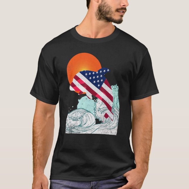 T-shirt Orca Killer Whale Drapeau américain Patriotique Ha (Devant)