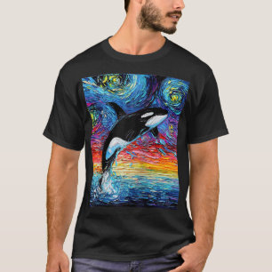 T-shirt Orca Starry Night Killer Whale Sunset Ocean Art by