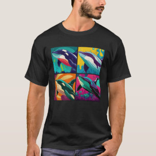 T-shirt Orca Whale Pop Illustration Animale Colorée Femmes