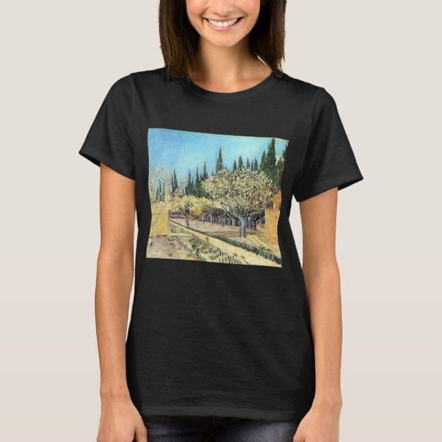 T-shirt Orchard Van Gogh à Blossom, Bordé par Cyprès (Devant)