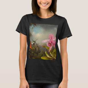 T-shirt Orchidée avec deux colibris Heade
