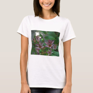 T-shirt Orchidée blanche rayée violette rose comme lys de 