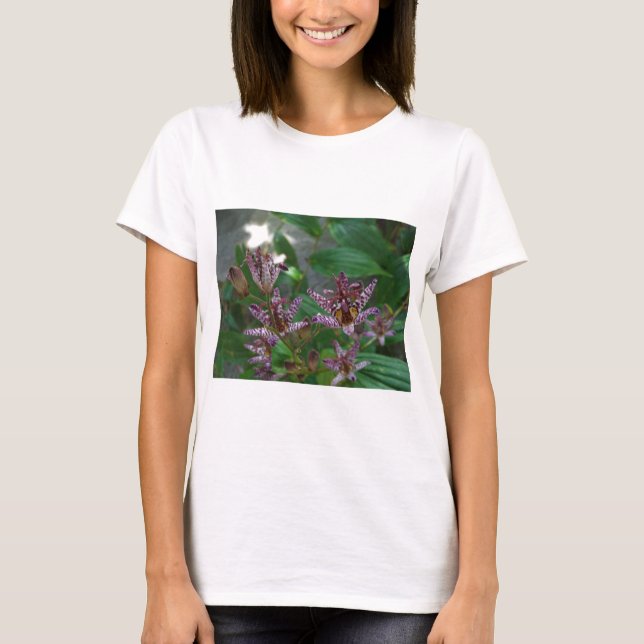 T-shirt Orchidée blanche rayée violette rose comme lys de  (Devant)