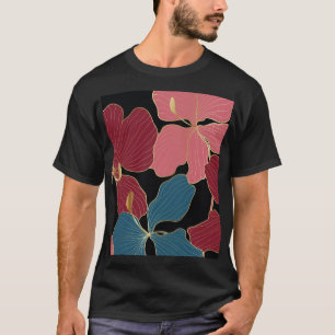 T-shirt Orchidées d'or, art floral élégant.