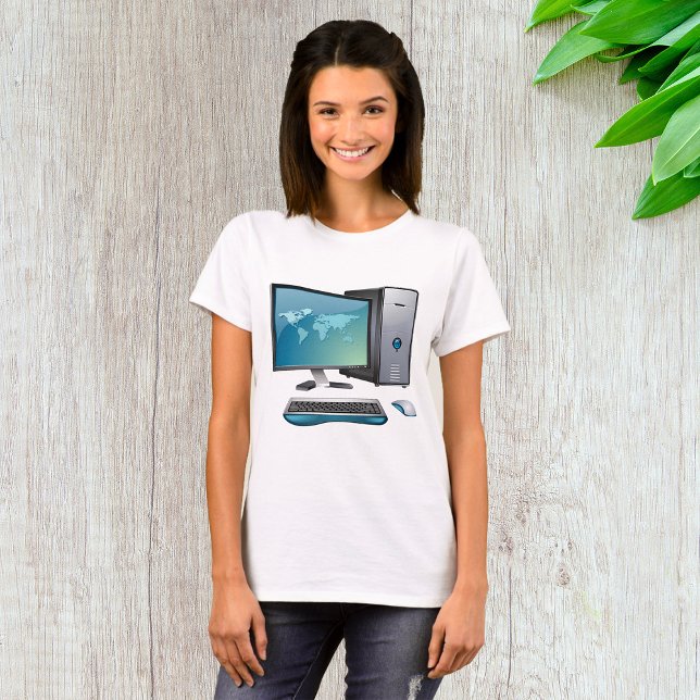 T-shirt Ordinateur de bureau avec moniteur, clavier et sou (Créateur téléchargé)
