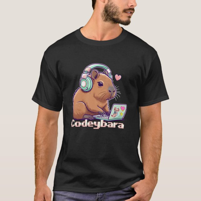 T-shirt Ordinateur portable Capybara Kawaii Capybaras Geek (Devant)