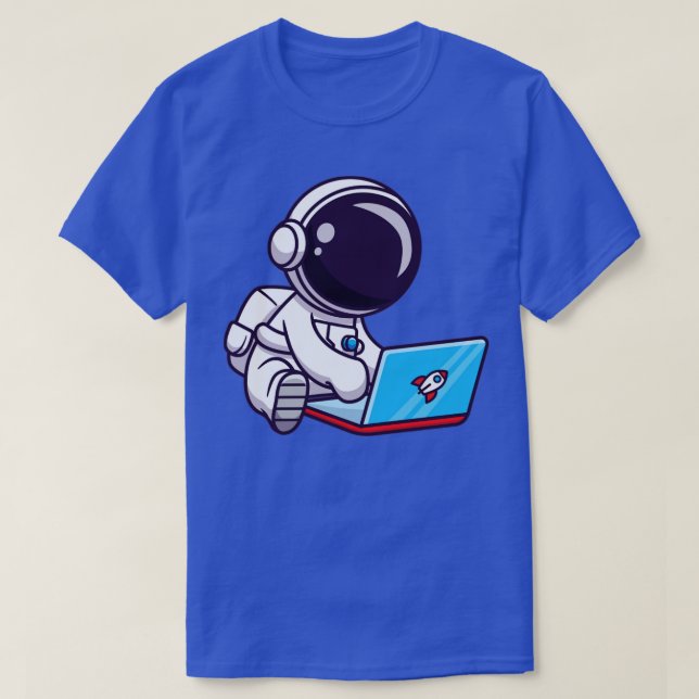 T-shirt Ordinateur portable de jeu d'astronautes mignons (Design devant)