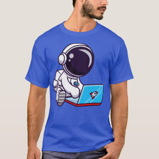 T-shirt Ordinateur portable de jeu d'astronautes mignons
