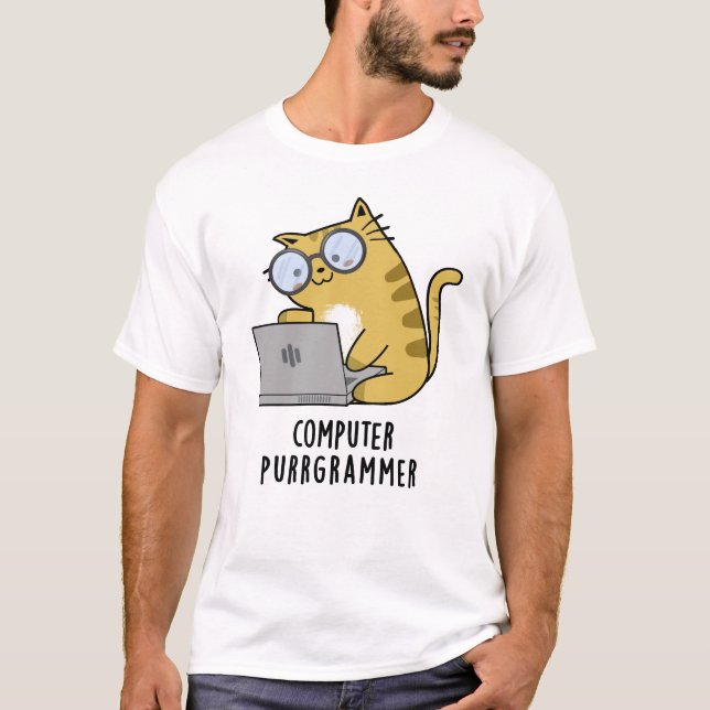 T-shirt Ordinateur Purr-grammer Funny Cat Pun (Devant)