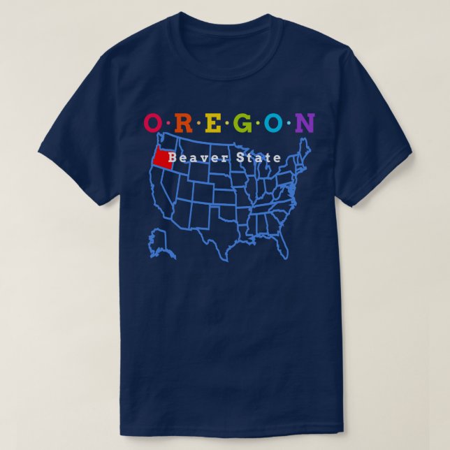 T-shirt Oregon USA Beaver State avec carte (Design devant)