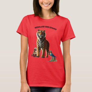 T-shirt Oreille exotique avec tigre, singe et macaw URM