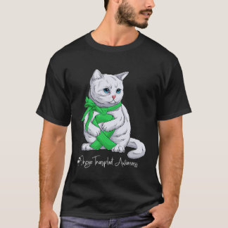 T-shirt Organ Transplant Awareness Month Green Ribbon Cat
