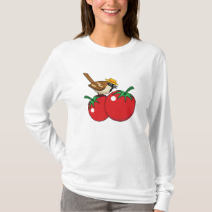 T-shirt Organic lover Sparrow Eating Red Tomato