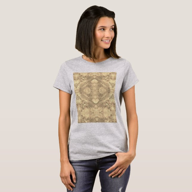 T-shirt Oriental Boho Chic - Or Abstrait Imaginaire (Devant entier)