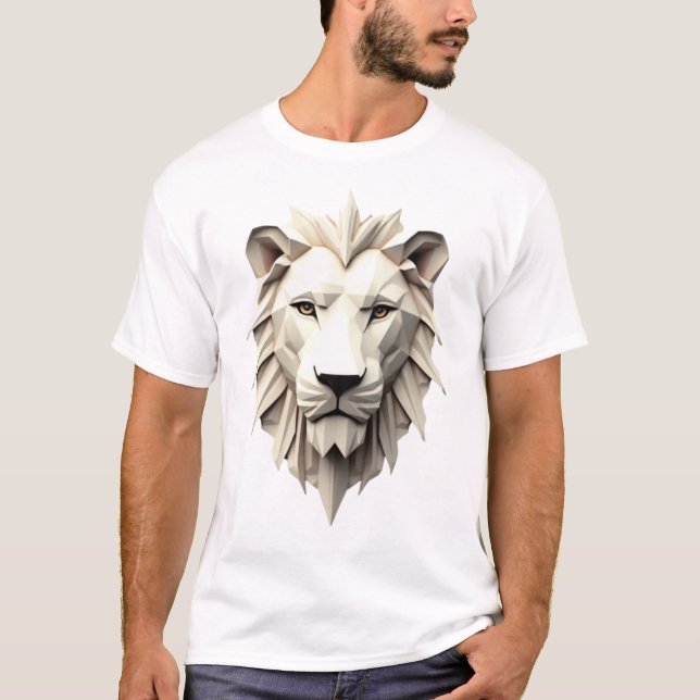 T-shirt Origami Lion : Un chef-d'oeuvre géométrique en des (Devant)