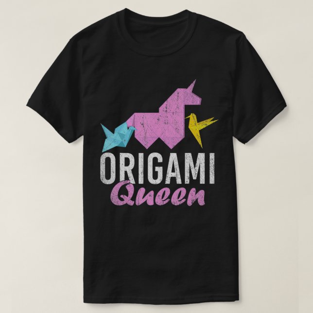 T-shirt Origami Queen Papier Plier Art Unicorn Femmes Fill (Design devant)