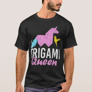 T-shirt Origami Queen Papier Plier Art Unicorn Femmes Fill