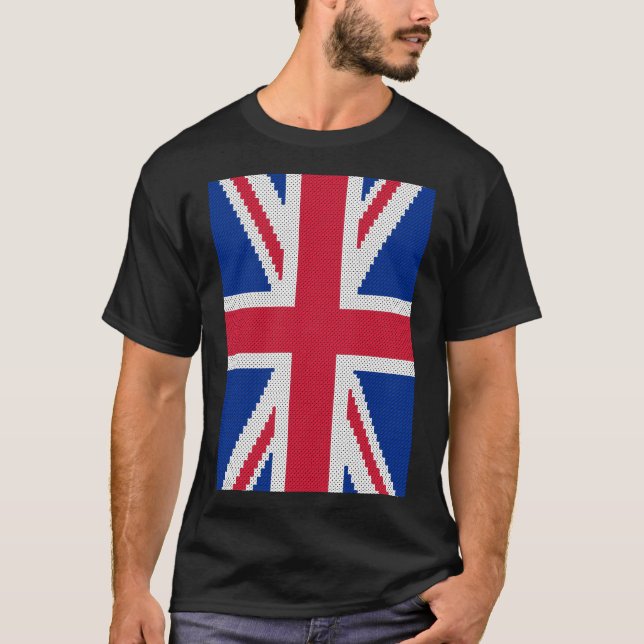 T-shirt Original cross-stitch design Union Jack (Devant)