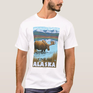 T-shirt Orignaux buvant au lac - Juneau, Alaska