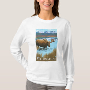 T-shirt Orignaux buvant au lac - Yellowstone occidental,