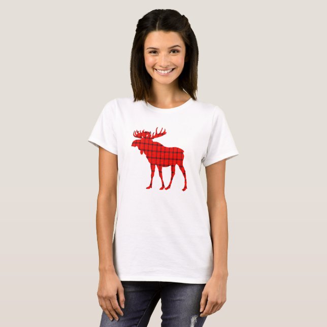 T-shirt Orignaux rouges de plaid (Devant entier)