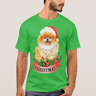 T-shirt Ornement Poméranien Spitz Tree de Noël Avec Sant