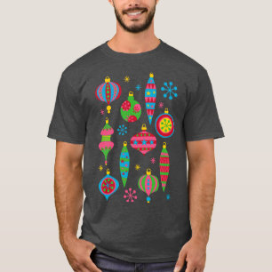 T-shirt Ornements de Noël rétro Colorful Mid Century Mod