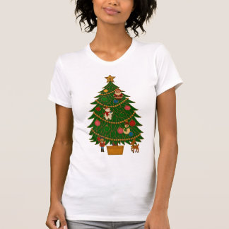 T-shirt Ornements de personnage d'arbre de Noël en art de