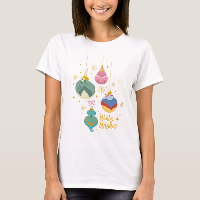 T-shirt Ornements Disney Princess | Souhaits d'hiver (Devant)
