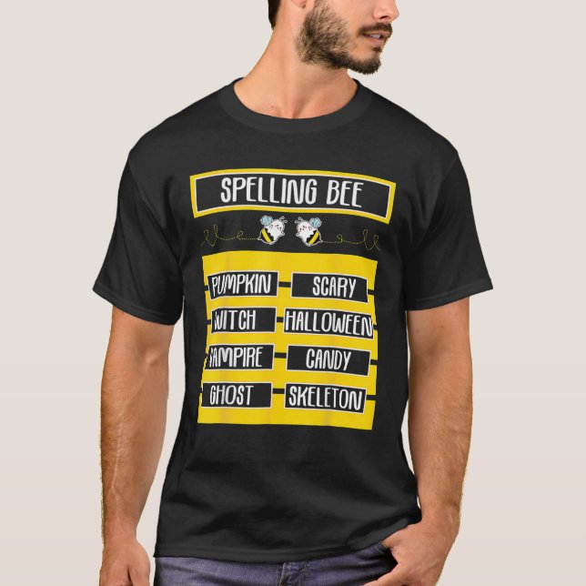 T-shirt Orthographe Bee Pun Halloween Costume Pour Enseign (Devant)