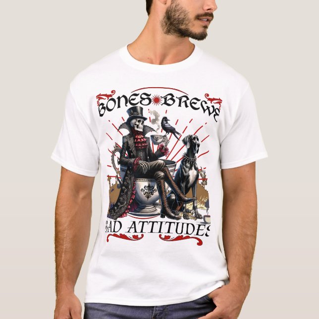 T-shirt Os, brasses et mauvaises attitudes Skeleton Coffee (Devant)