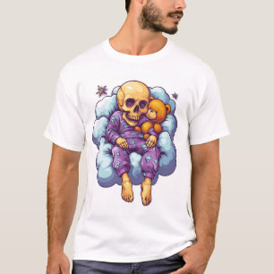 T-shirt Os de sommeil � Crâne mignon et drôle pour l'heure