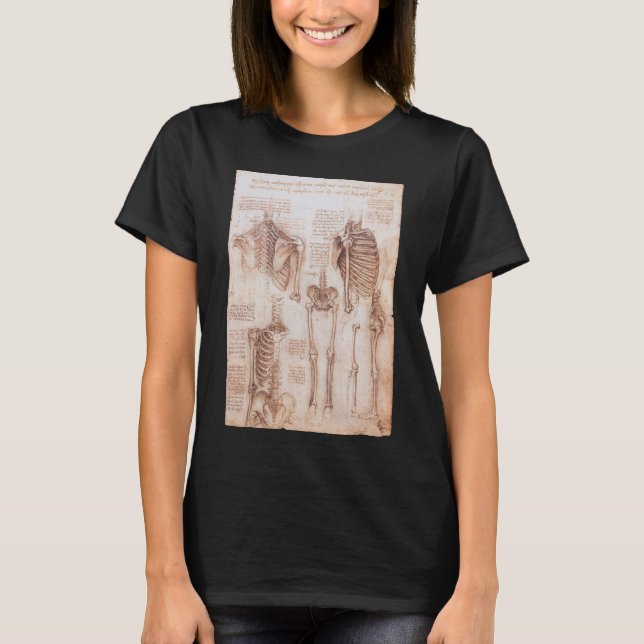 T-shirt Os de squelette de Léonard de Vinci, anatomie huma (Devant)