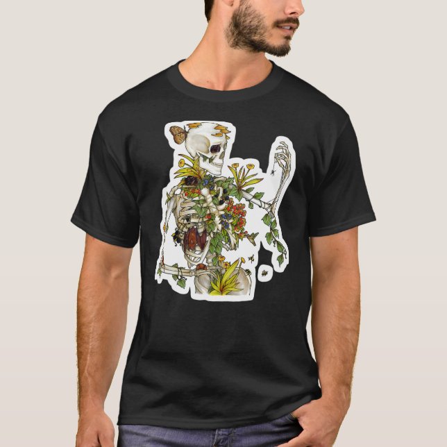 T-shirt Os et botanique Squelette Plante Botanique (Devant)