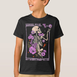 T-shirt Os sec s'anime squelette floral chrétien Ha