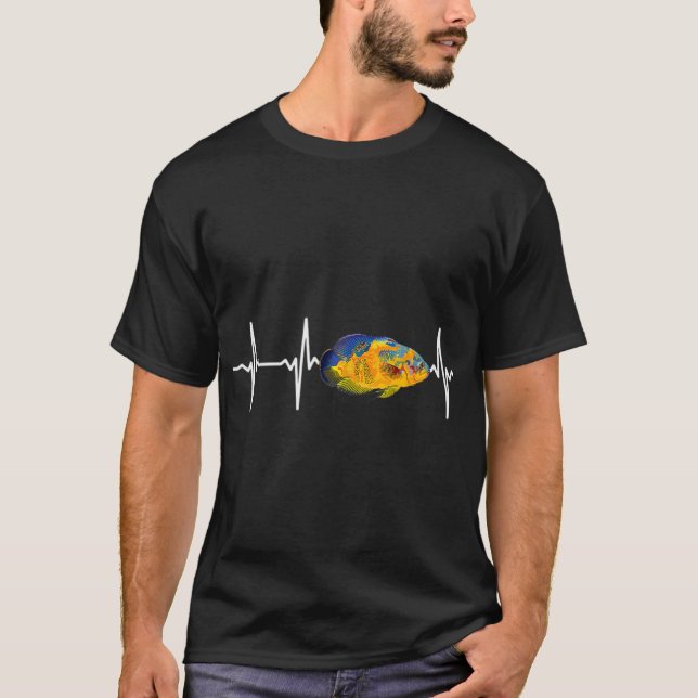 T-shirt Oscar Fish Heartbeat Pour Aquarium De Pêche (Devant)