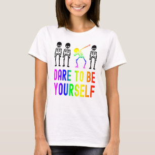 T-shirt Osez Être Vous-Même Lgbt Fierté Squelette Dabbing