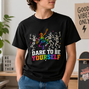 T-shirt Osez être vous-même Squelette Arc-en-Ciel 
