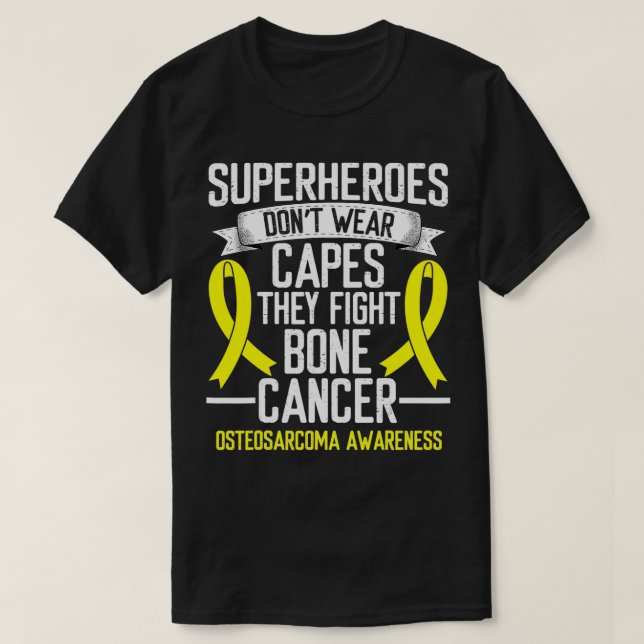 T-shirt Osteosarcoma Awareness Yellow Ribbon Fighter Bone  (Design devant)