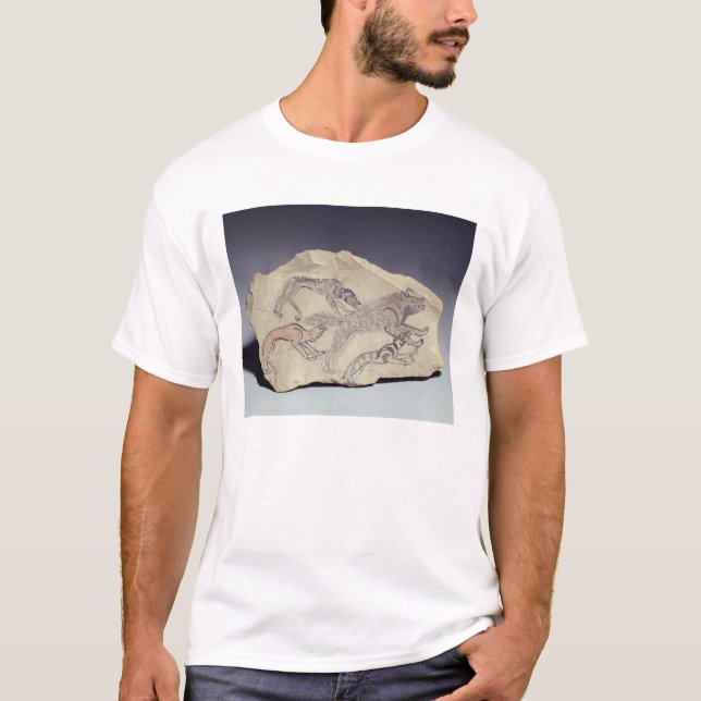 T-shirt Ostracon dépeignant un chien chassant une hyène (Devant)