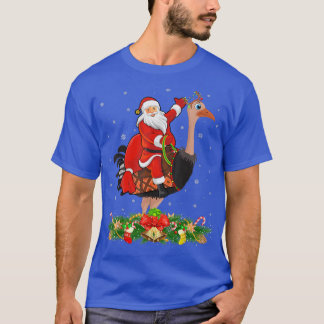 T-shirt Ostrich Bird Xmas Matching Santa Riding Ostrich Ch