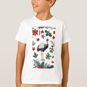 T-shirt Ostrich de Noël et Poinsettias