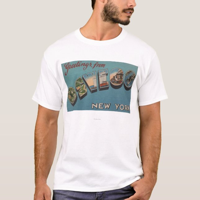 T-shirt Oswego, New York - grandes scènes de lettre (Devant)