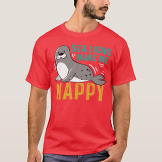 T-shirt Otaries Cadeau Rétro pour biologiste marin heureux