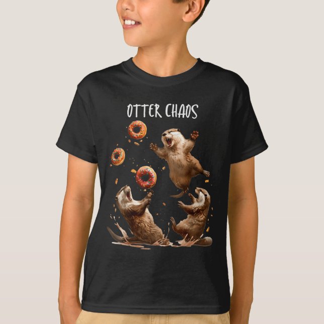 T-shirt Otter Chaos Funny Bagel Fighting Sea Otters Pun An (Devant)