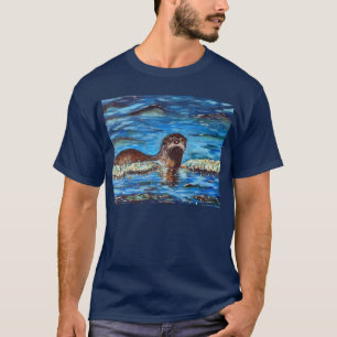 T-shirt Otter dans la peinture des vagues