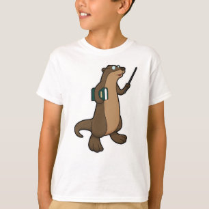 T-shirt Otter en tant qu'enseignant avec livre et pointeur