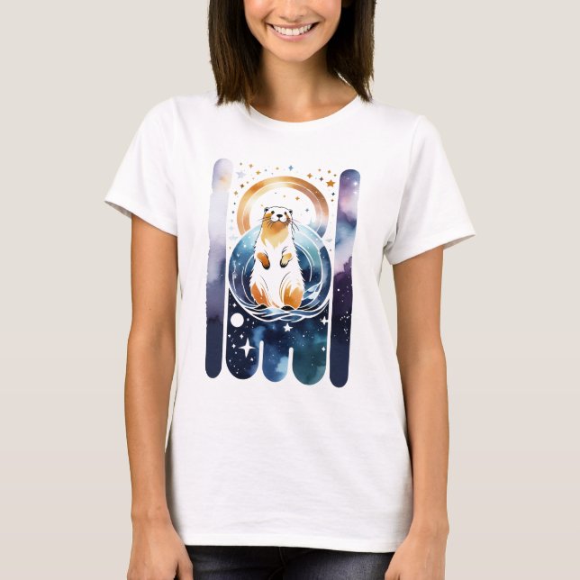 T-shirt Otter espace mignonne (Devant)